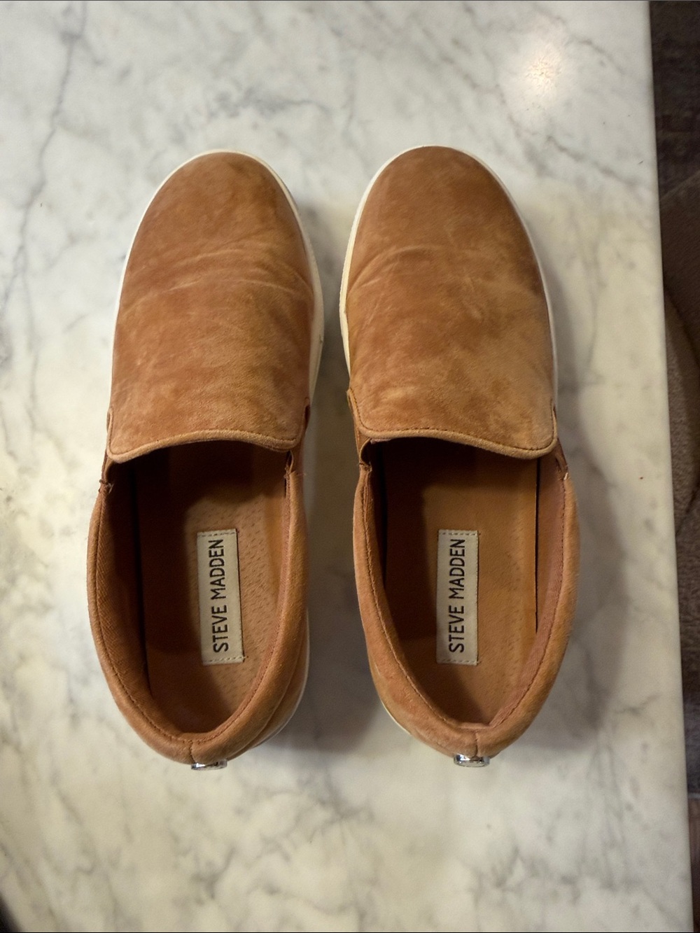 Steve Madden Suede Slip-On Sneakers in Tan